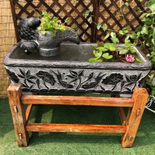 荷花魚(yú)缸流水景觀(guān)雕塑水景大理石青石家居室內(nèi)擺件石頭石雕魚(yú)缸